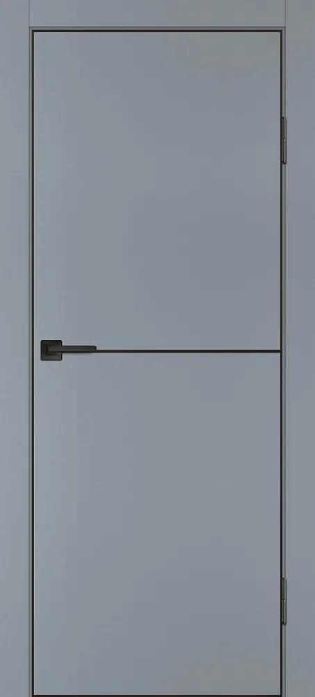 Межкомнатная дверь П-19 кромка АБС черная c 4-х ст. Серый матовый